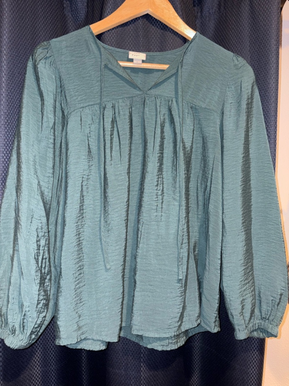 Teal Long-Sleeve Peasant Blouse
